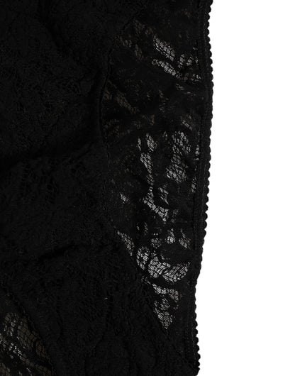 Dolce & Gabbana Black Lace Slip Brief with Logo Waistband
