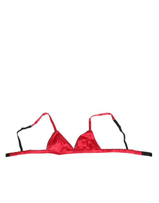 Dolce & Gabbana Red Silk Satin Triangle Soft Cup Bra