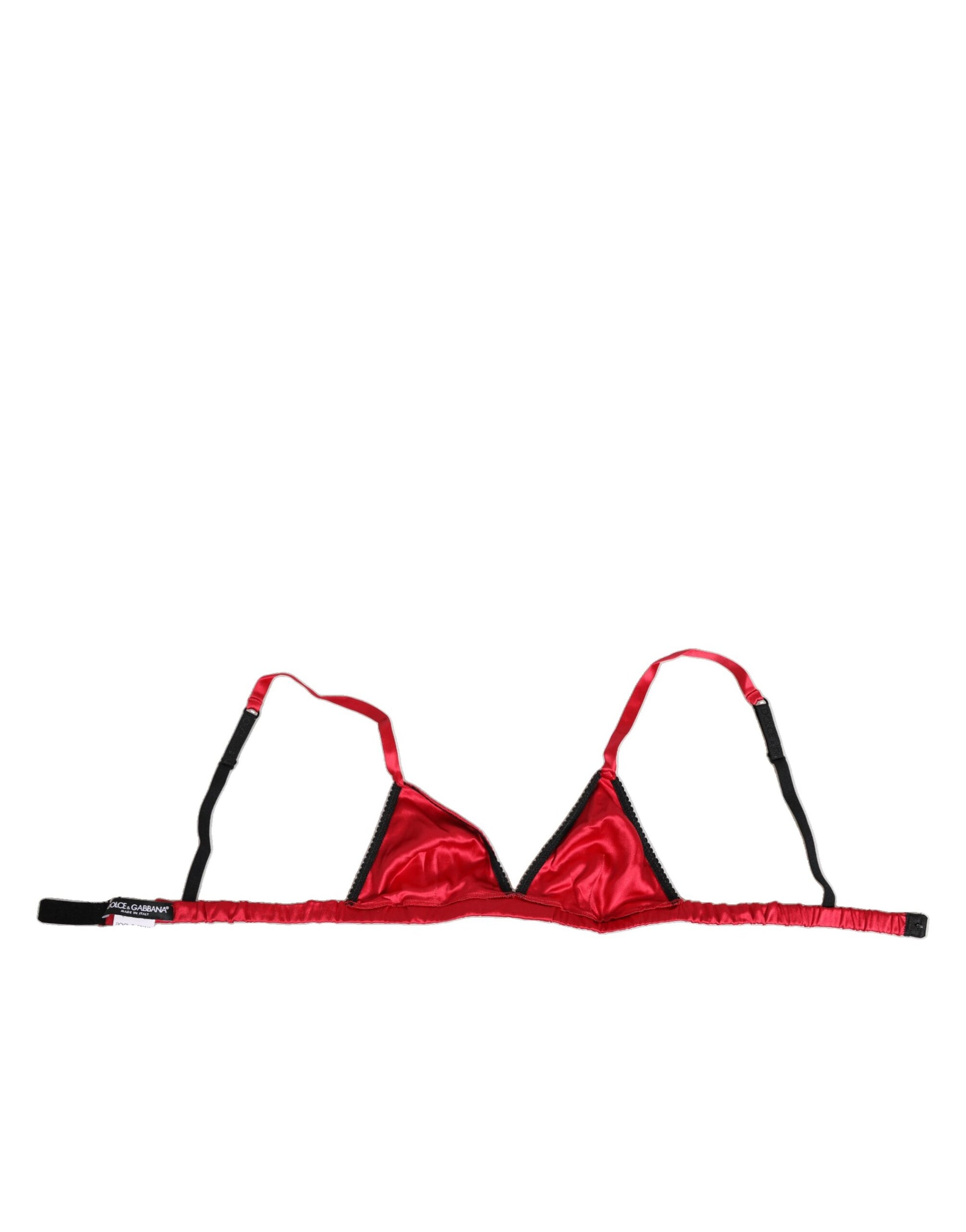 Dolce & Gabbana Red Silk Satin Triangle Soft Cup Bra