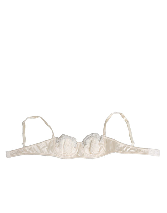 Dolce & Gabbana Off White Silk Underwired Balconette Bra