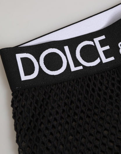 Dolce & Gabbana Black Cotton Logo Midi Trouser Shorts