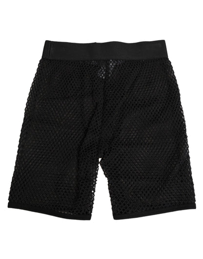 Dolce & Gabbana Black Cotton Logo Midi Trouser Shorts