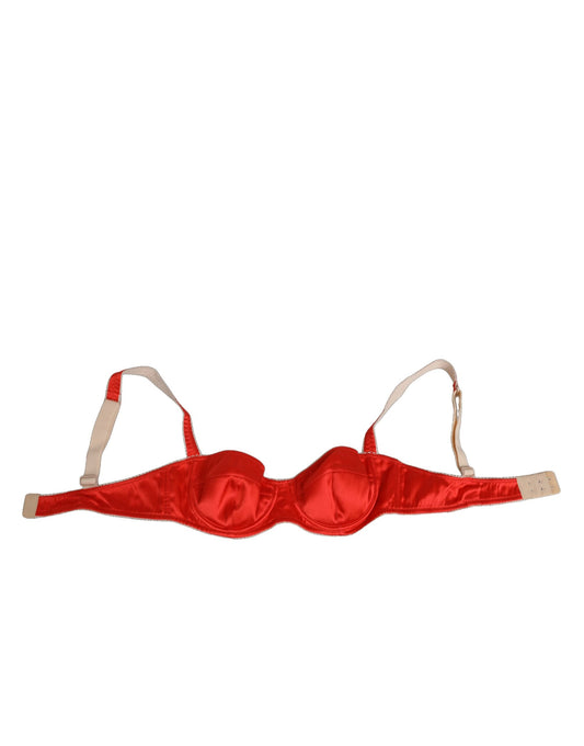 Dolce & Gabbana Red Silk Satin Underwire Bra