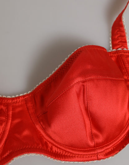 Dolce & Gabbana Red Silk Satin Underwire Bra