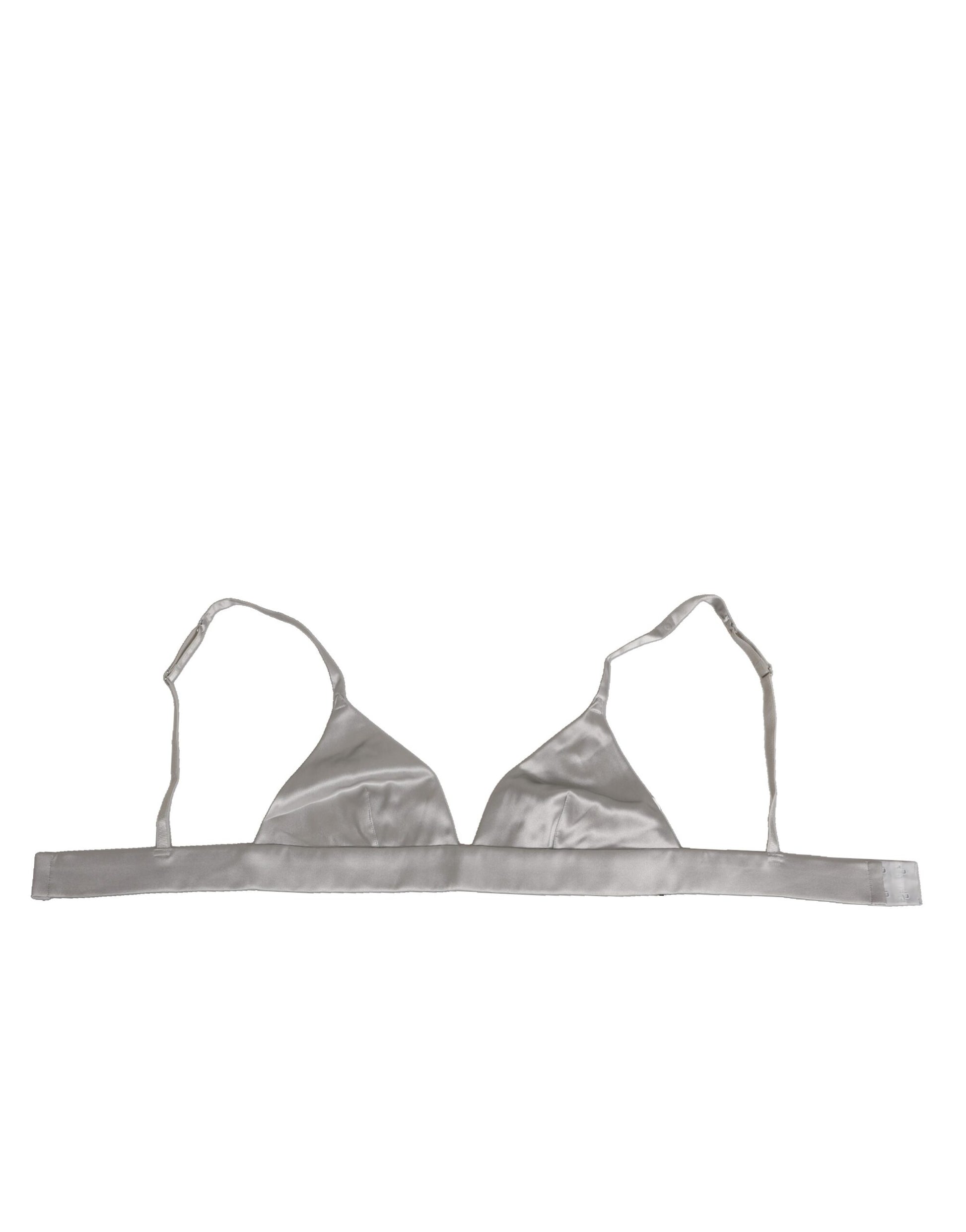 Dolce & Gabbana Gray Silk Satin Triangle Soft Cup Bra