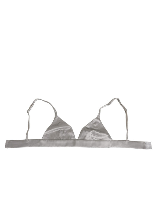 Dolce & Gabbana Gray Silk Satin Triangle Soft Cup Bra