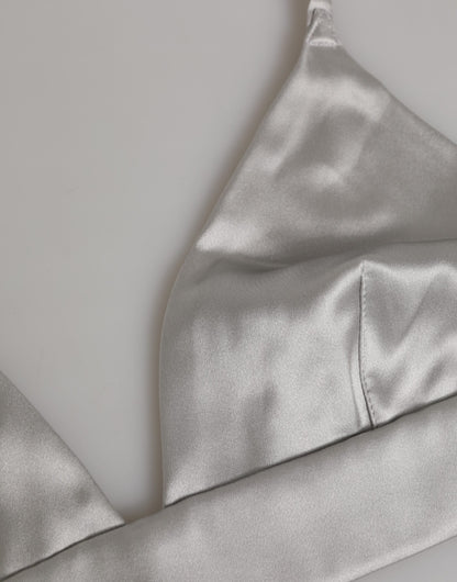 Dolce & Gabbana Gray Silk Satin Triangle Soft Cup Bra