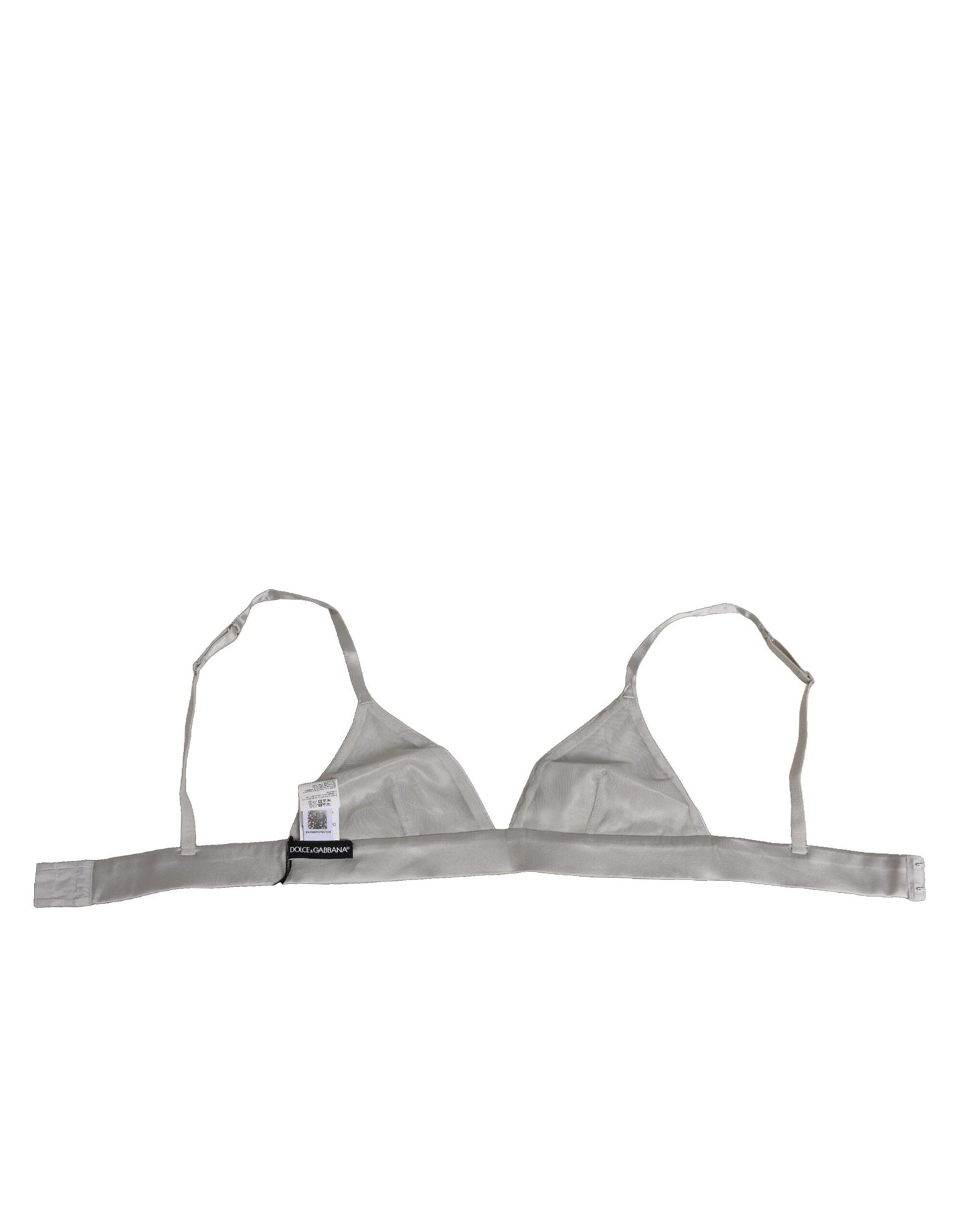 Dolce & Gabbana Gray Silk Satin Triangle Soft Cup Bra