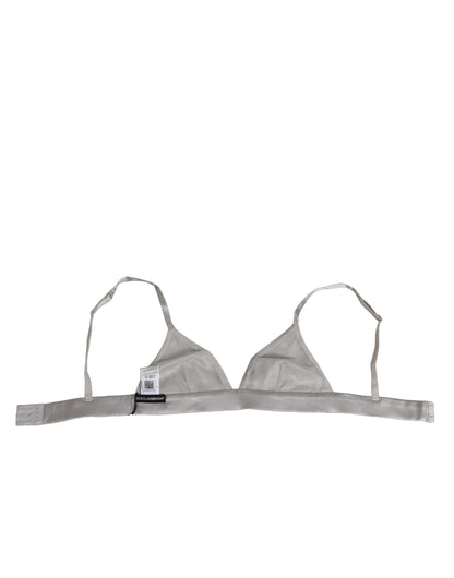 Dolce & Gabbana Gray Silk Satin Triangle Soft Cup Bra