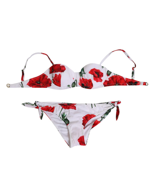Dolce & Gabbana White Floral Swimsuit 2 Piece Swimwear