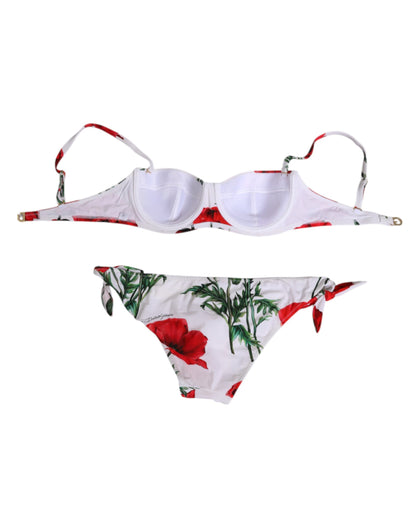 Dolce & Gabbana White Floral Swimsuit 2 Piece Swimwear