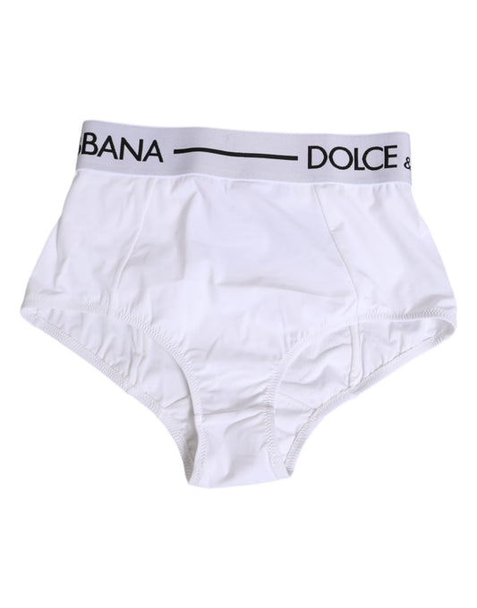 Dolce & Gabbana White Nylon Logo Waistband Panty