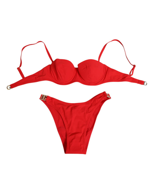 Dolce & Gabbana Red Nylon Swimsuit 2 Piece - Timeless Elegance