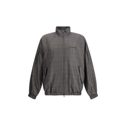 Balenciaga Zipped Jacket in Brown and Blue Checked Motif