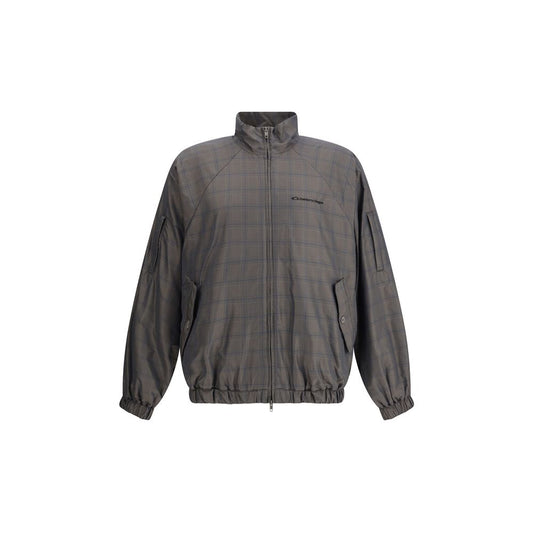 Balenciaga Zipped Jacket in Brown and Blue Checked Motif