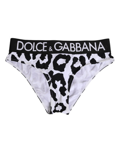 Dolce & Gabbana White Leopard High Waist Panty Underwear