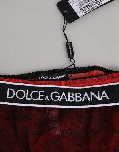 Dolce & Gabbana Black Red Nylon High Waist Girdle Underwear