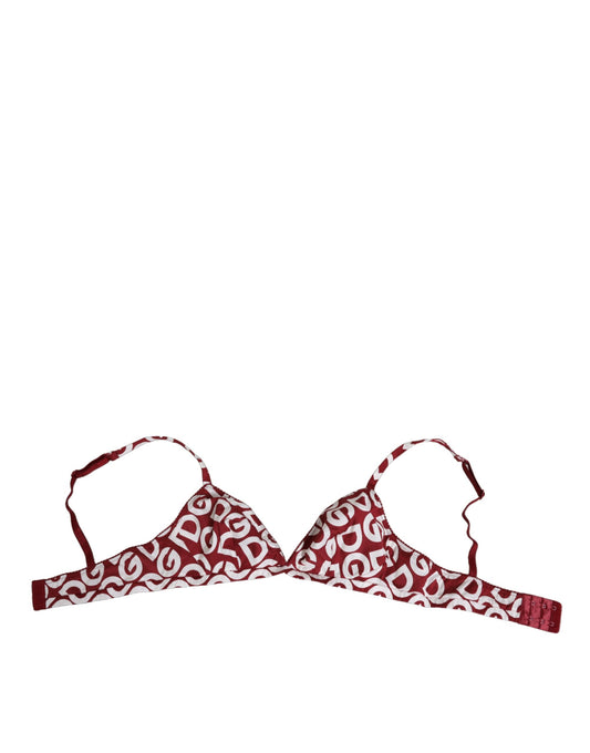 Dolce & Gabbana Red White Logo Mania Soft Cup Bra