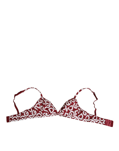 Dolce & Gabbana Red White Logo Mania Soft Cup Bra