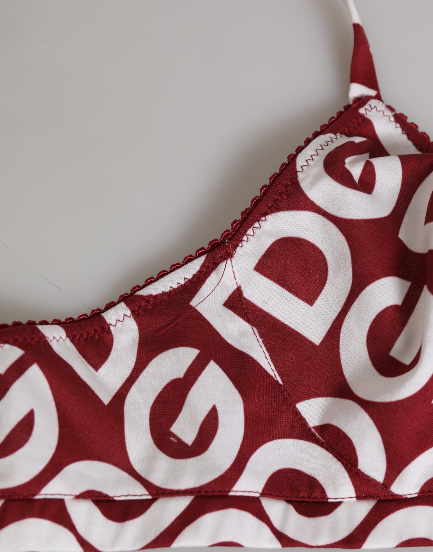 Dolce & Gabbana Red White Logo Mania Soft Cup Bra