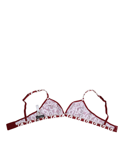 Dolce & Gabbana Red White Logo Mania Soft Cup Bra