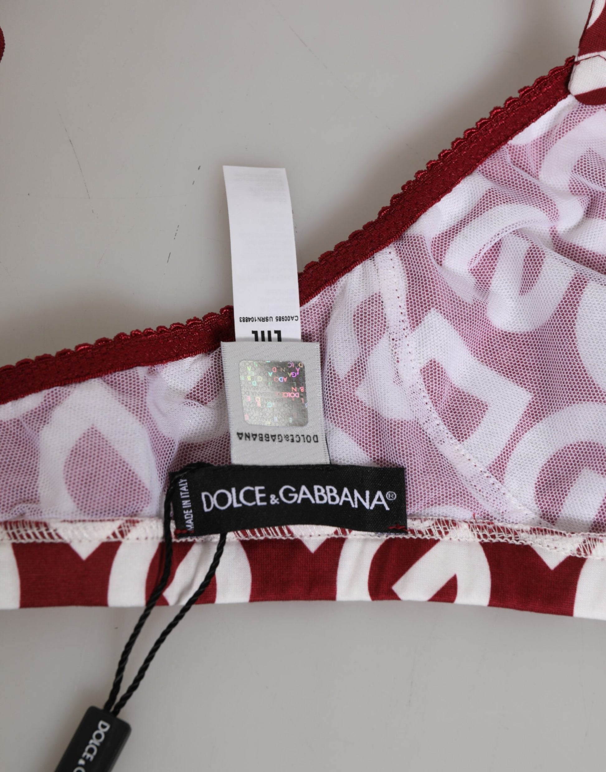 Dolce & Gabbana Red White Logo Mania Soft Cup Bra