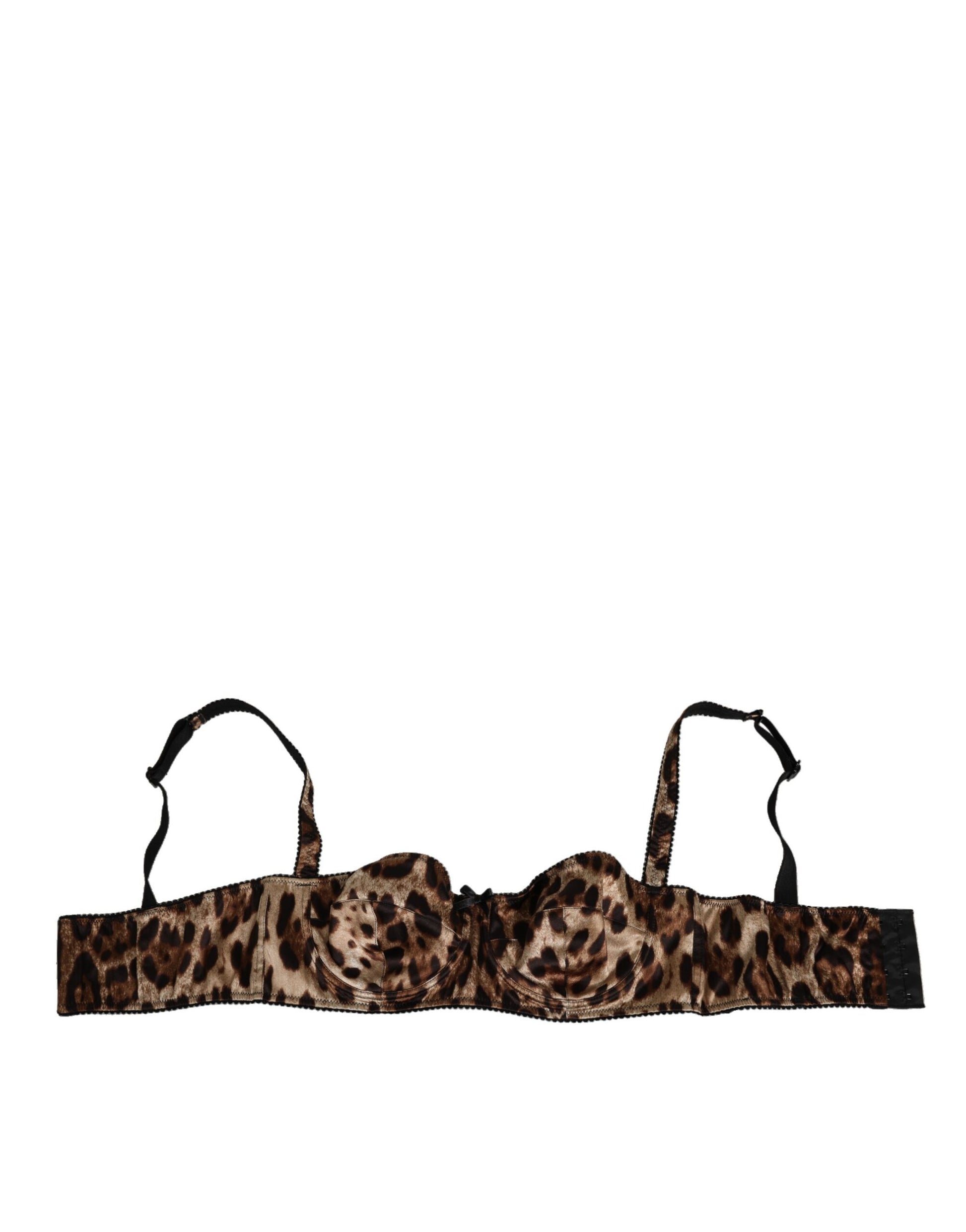 Dolce & Gabbana Brown Leopard Silk Balconette Bra