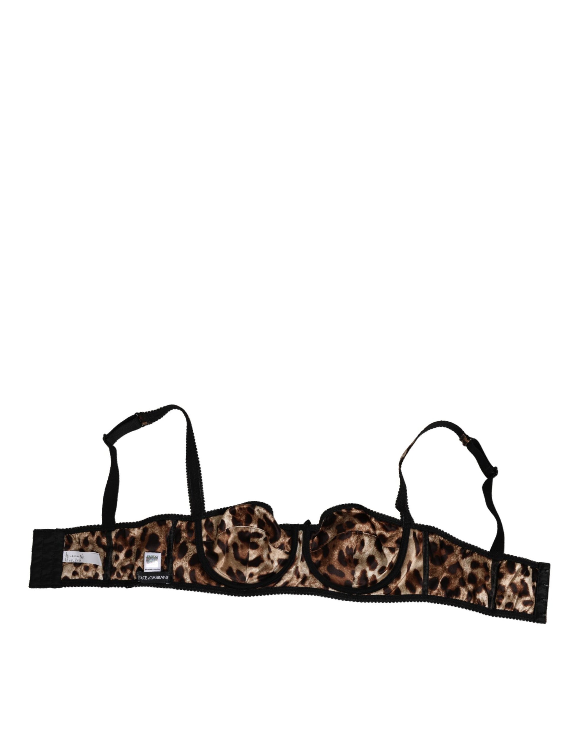 Dolce & Gabbana Brown Leopard Silk Balconette Bra