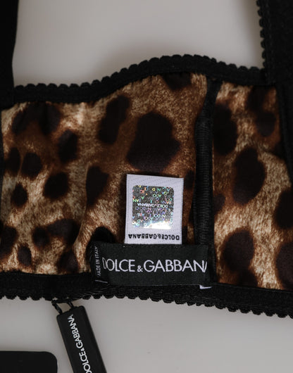 Dolce & Gabbana Brown Leopard Silk Balconette Bra