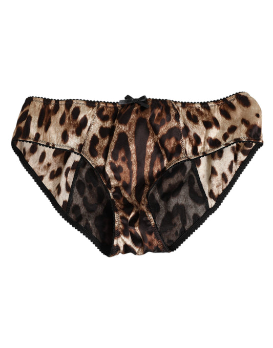 Dolce & Gabbana Brown Leopard Silk Mid Waist Panty