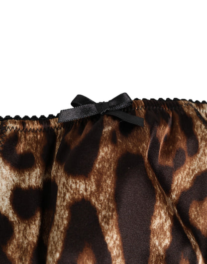 Dolce & Gabbana Brown Leopard Silk Mid Waist Panty