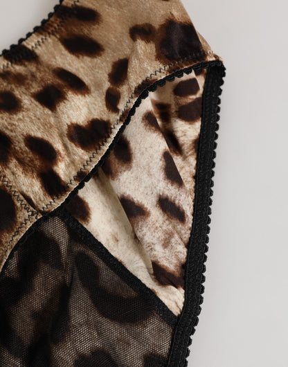 Dolce & Gabbana Brown Leopard Silk Mid Waist Panty