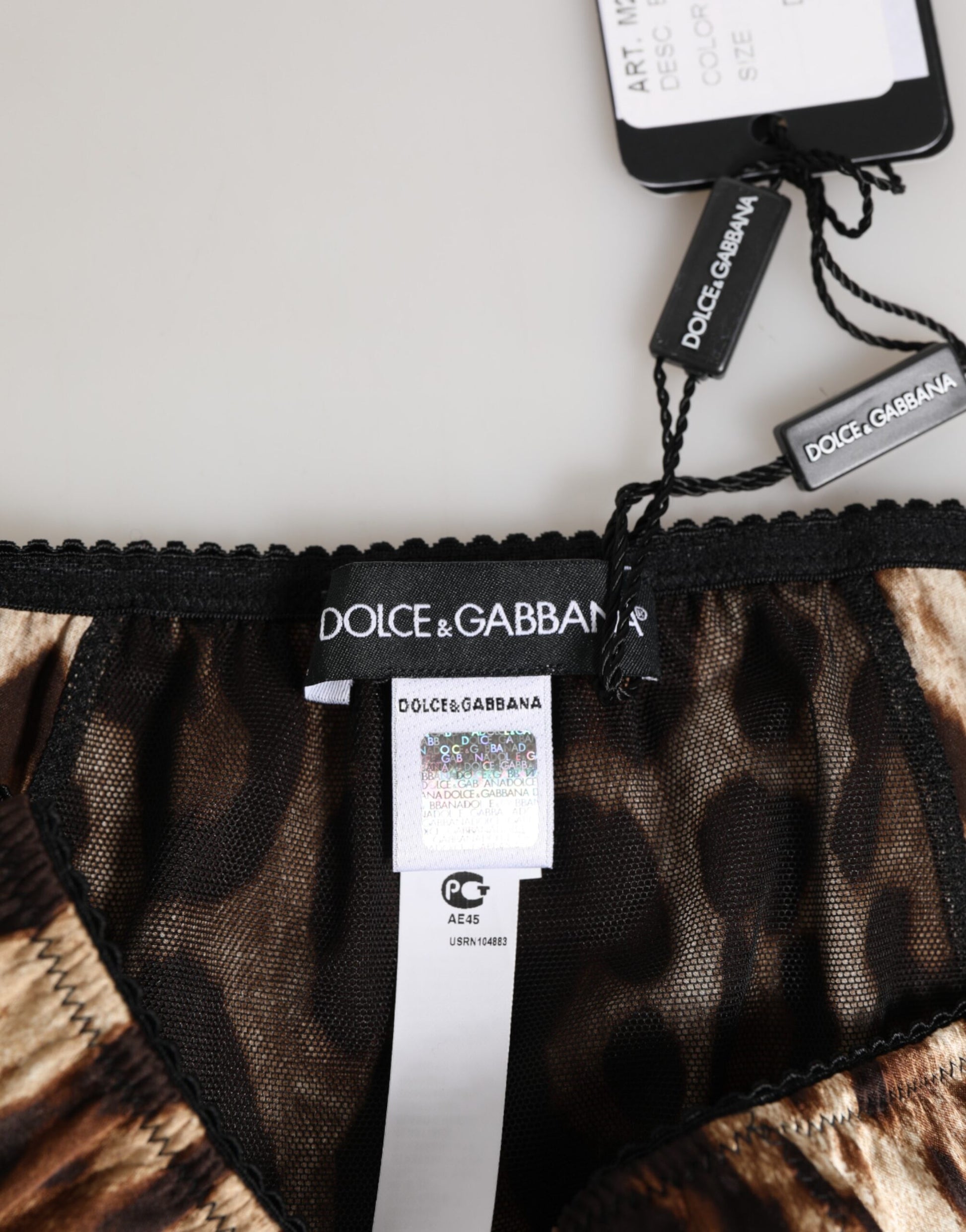 Dolce & Gabbana Brown Leopard Silk Mid Waist Panty