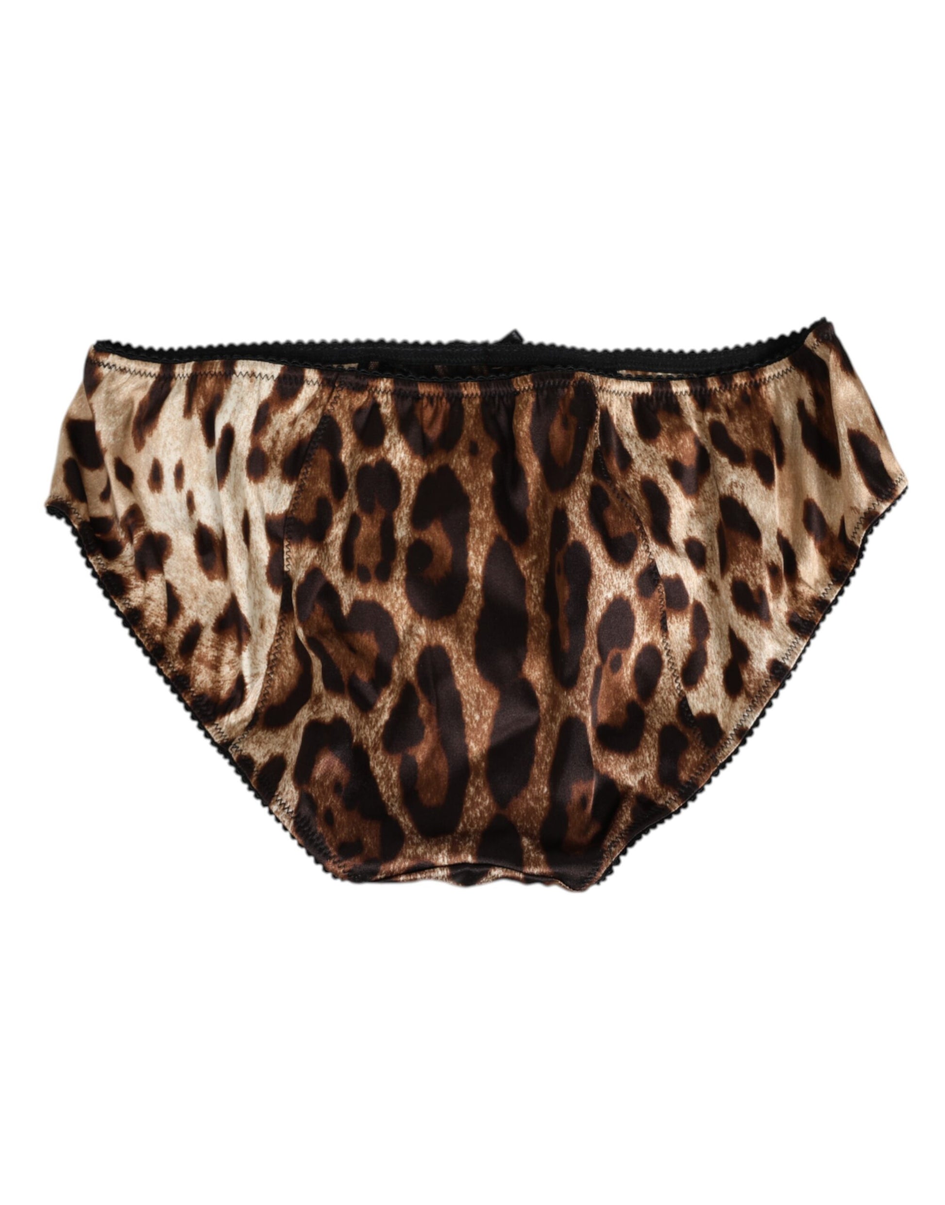 Dolce & Gabbana Brown Leopard Silk Mid Waist Panty
