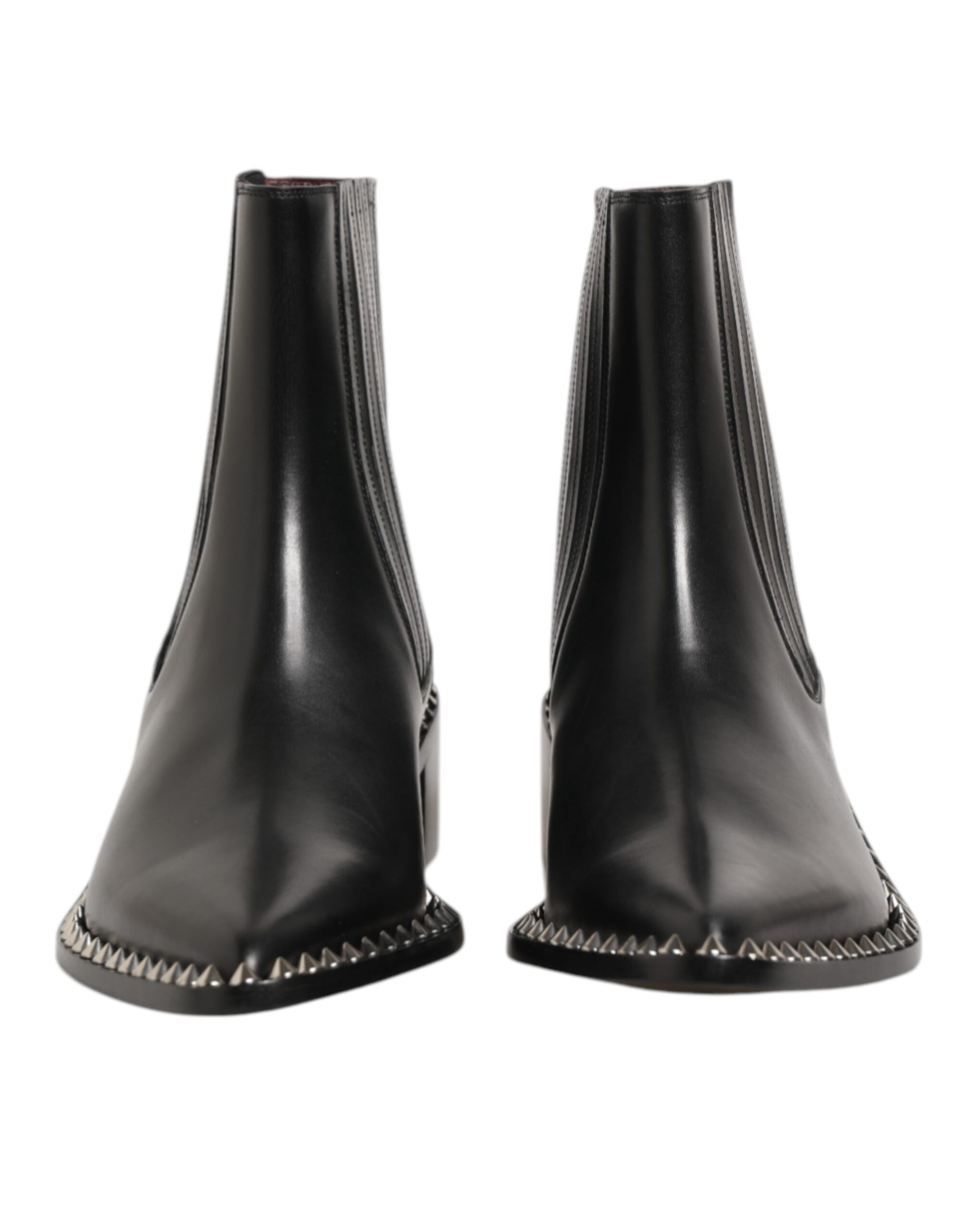 Dolce & Gabbana Black Leather Studded Men Short Boots