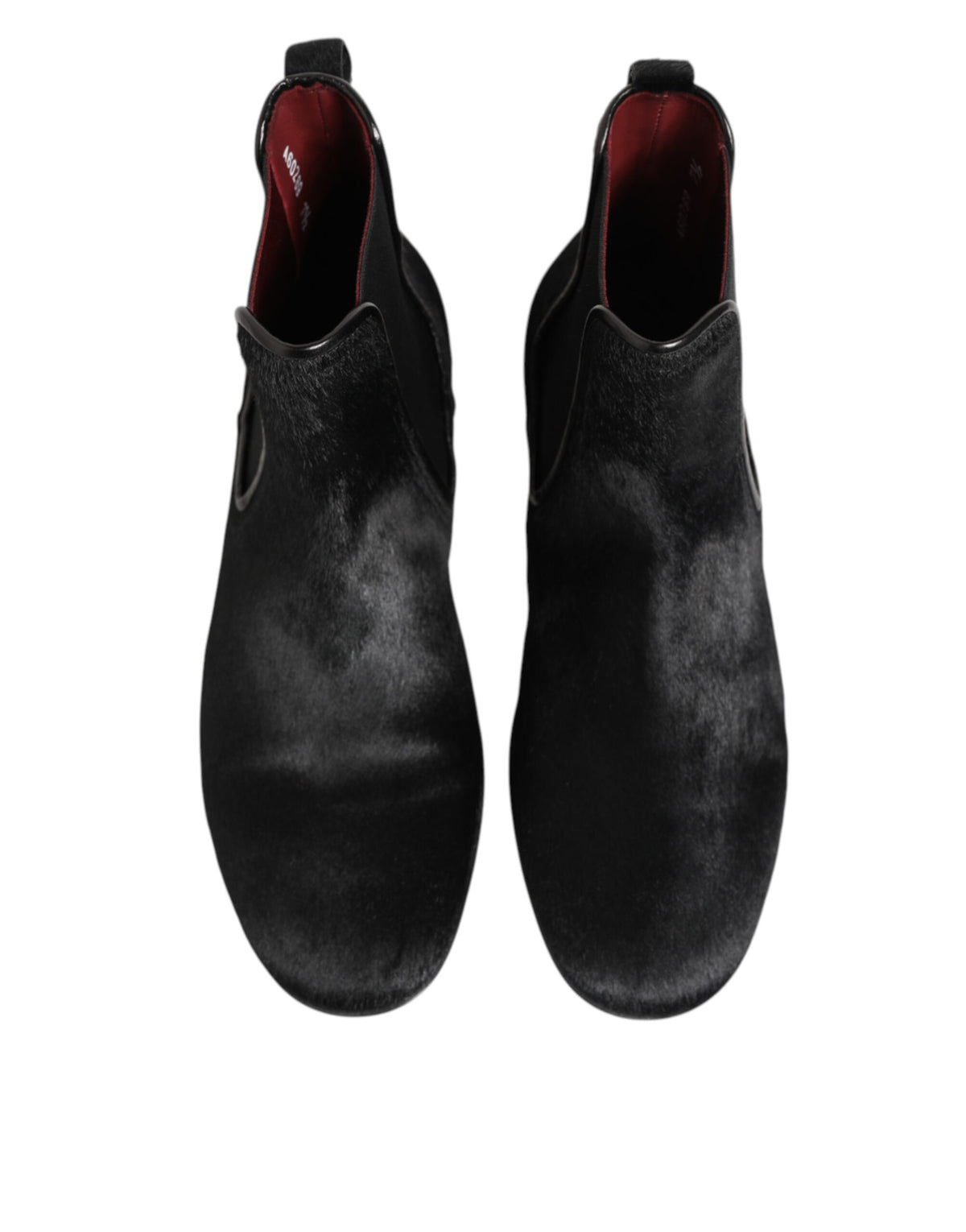 Dolce & Gabbana Black Leather Fur Chelsea Boots