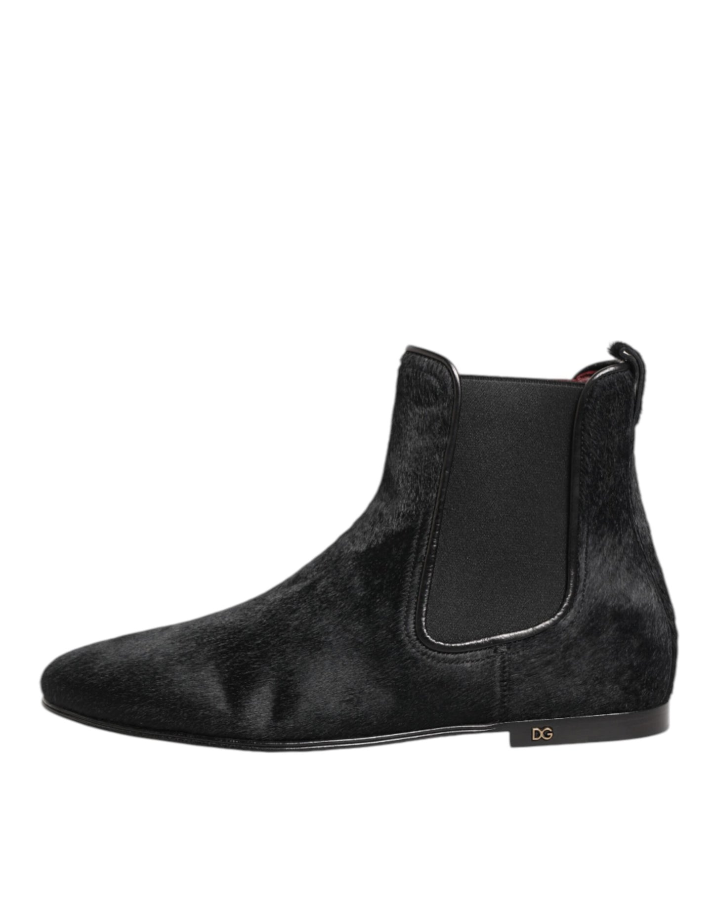 Dolce & Gabbana Black Leather Fur Chelsea Boots