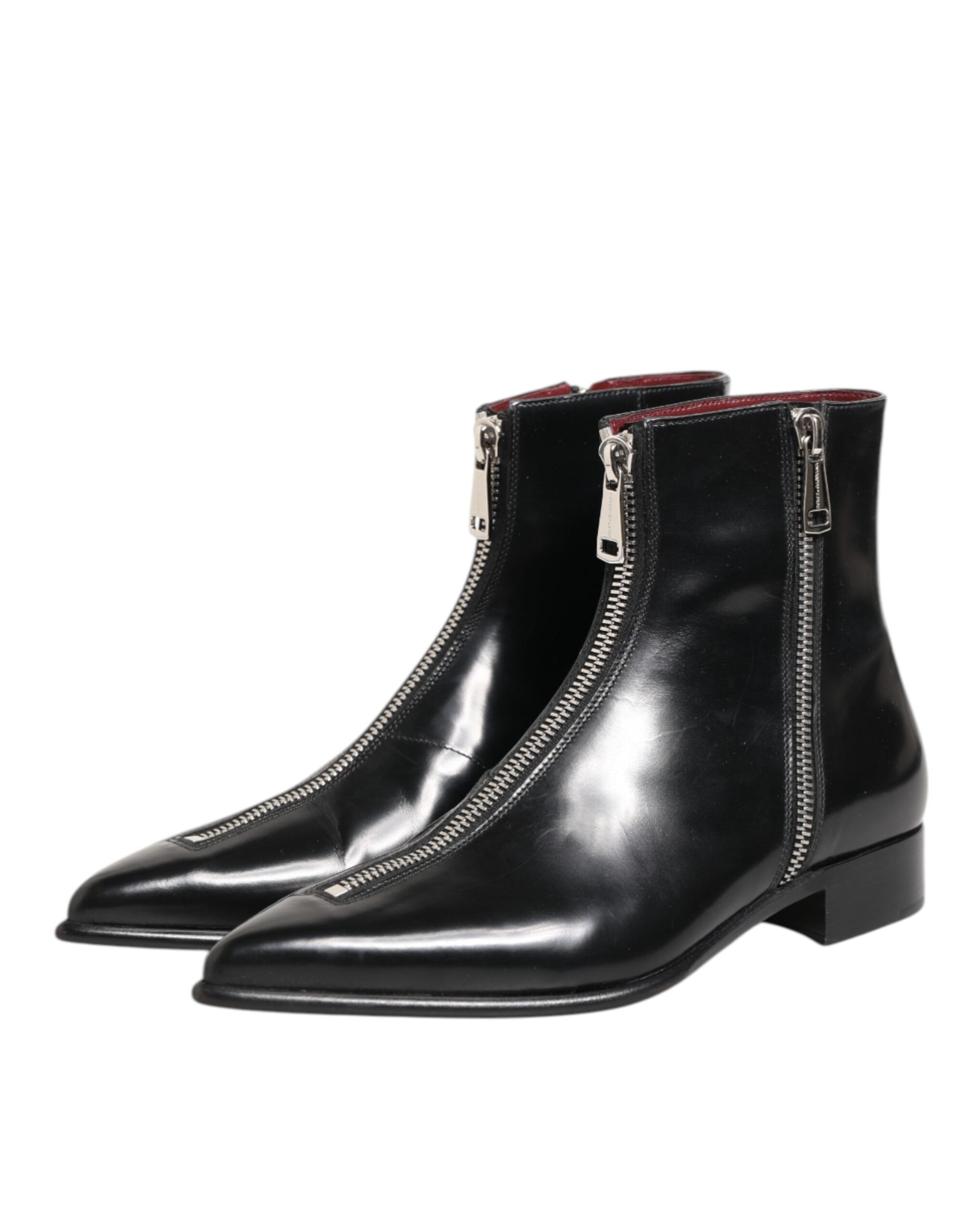 Dolce & Gabbana Black Calfskin Leather Men’s Short Boots