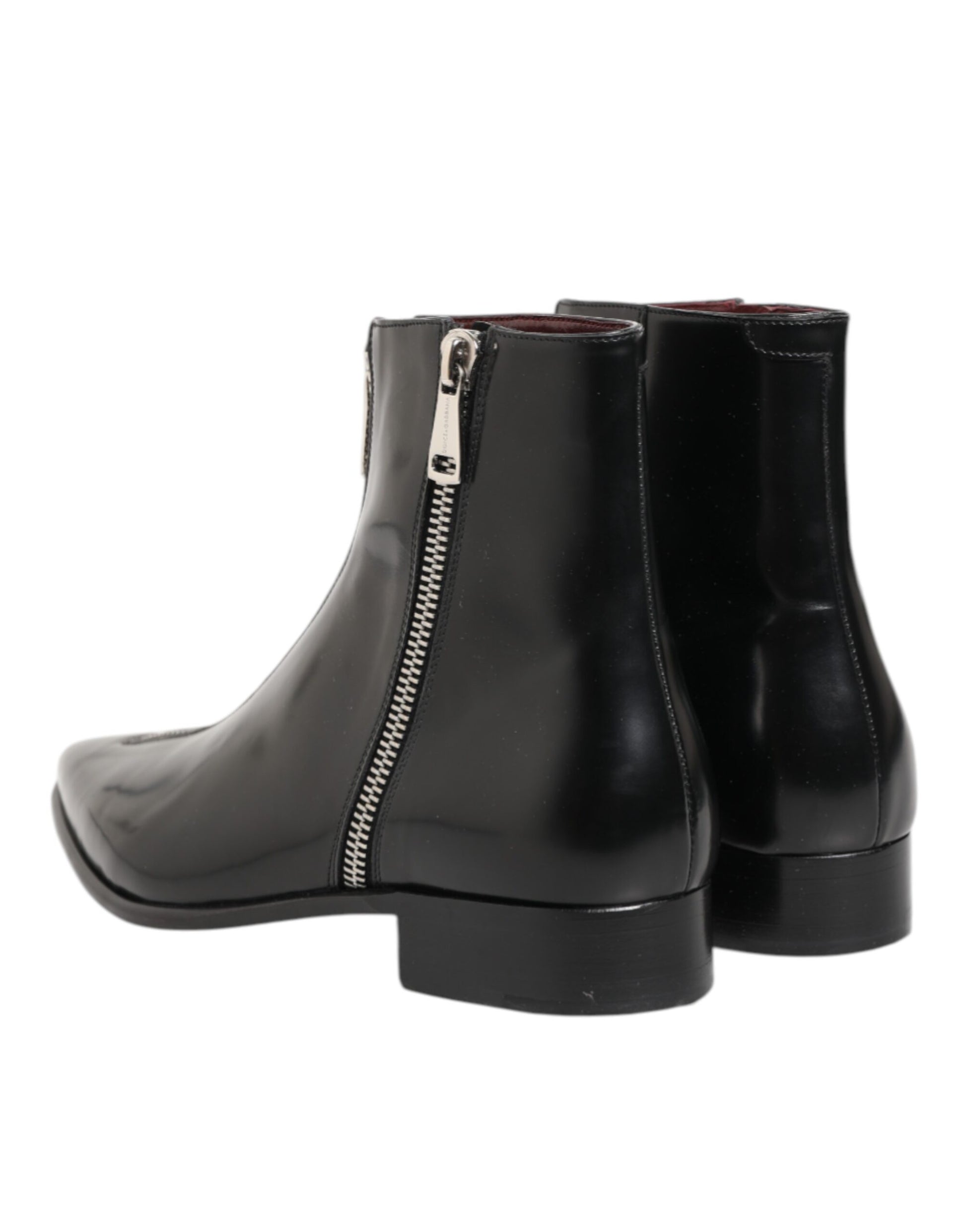 Dolce & Gabbana Black Calfskin Leather Men’s Short Boots