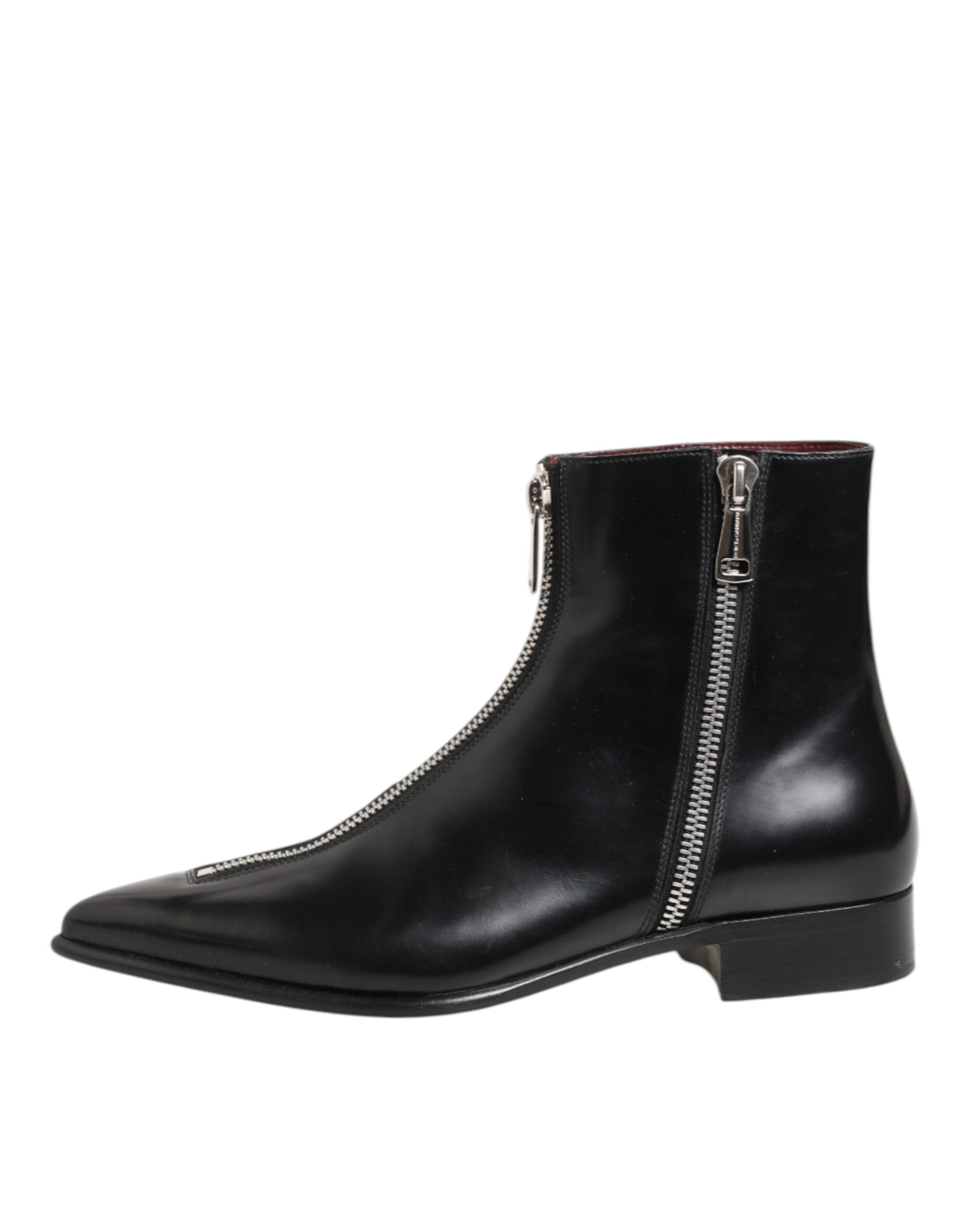 Dolce & Gabbana Black Calfskin Leather Men’s Short Boots