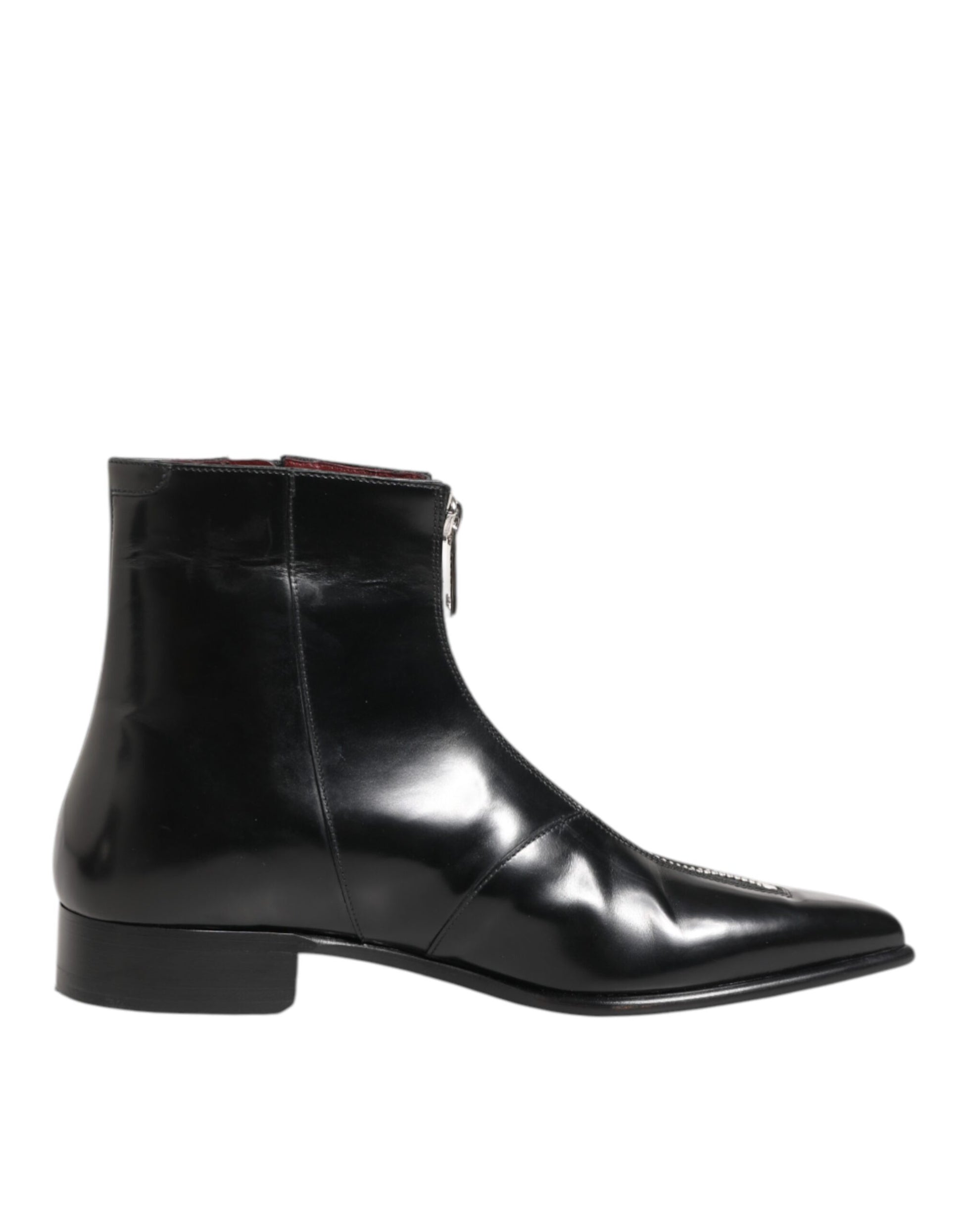 Dolce & Gabbana Black Calfskin Leather Men’s Short Boots