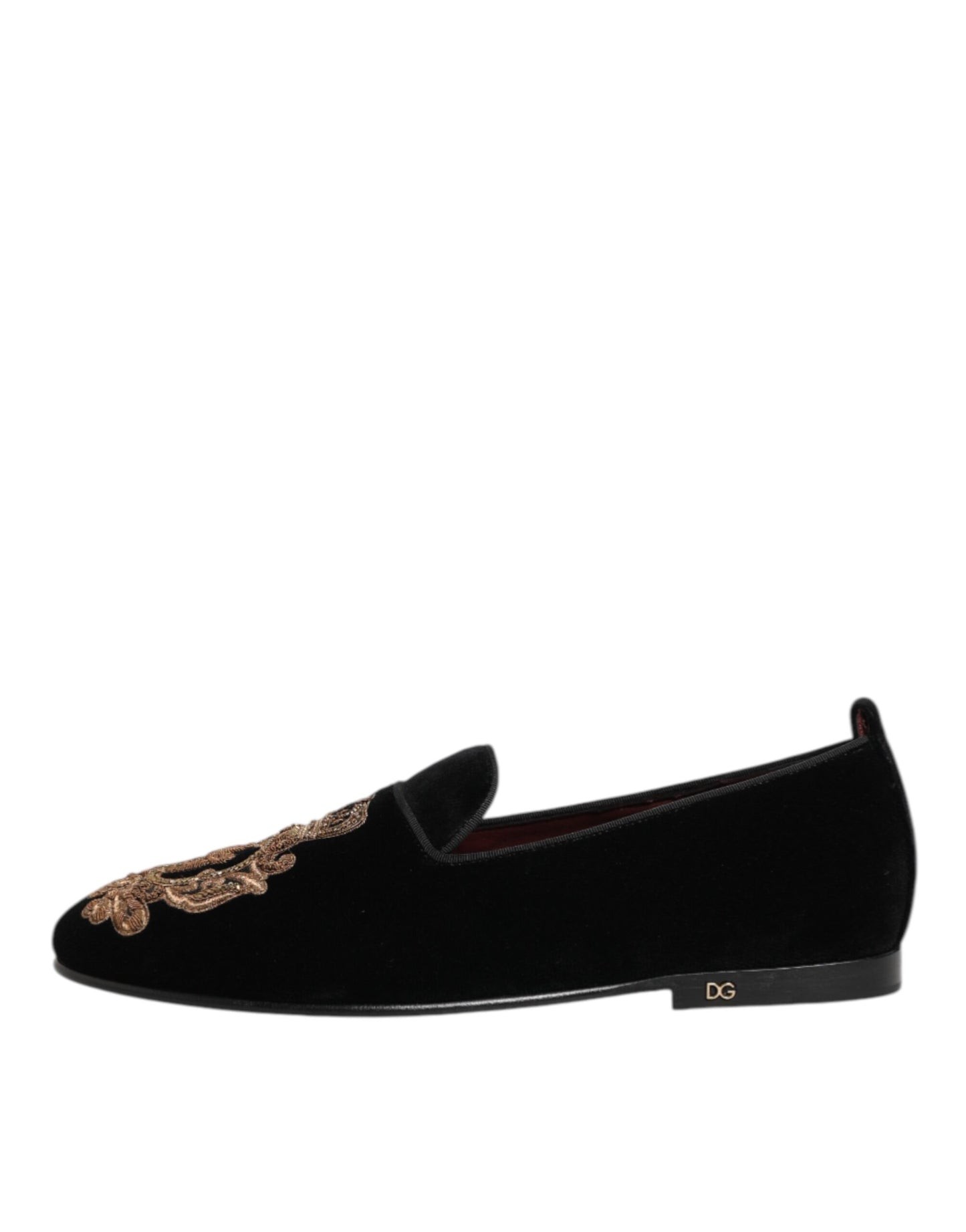 Dolce & Gabbana Black Velvet Gold Crown Mens Loafers
