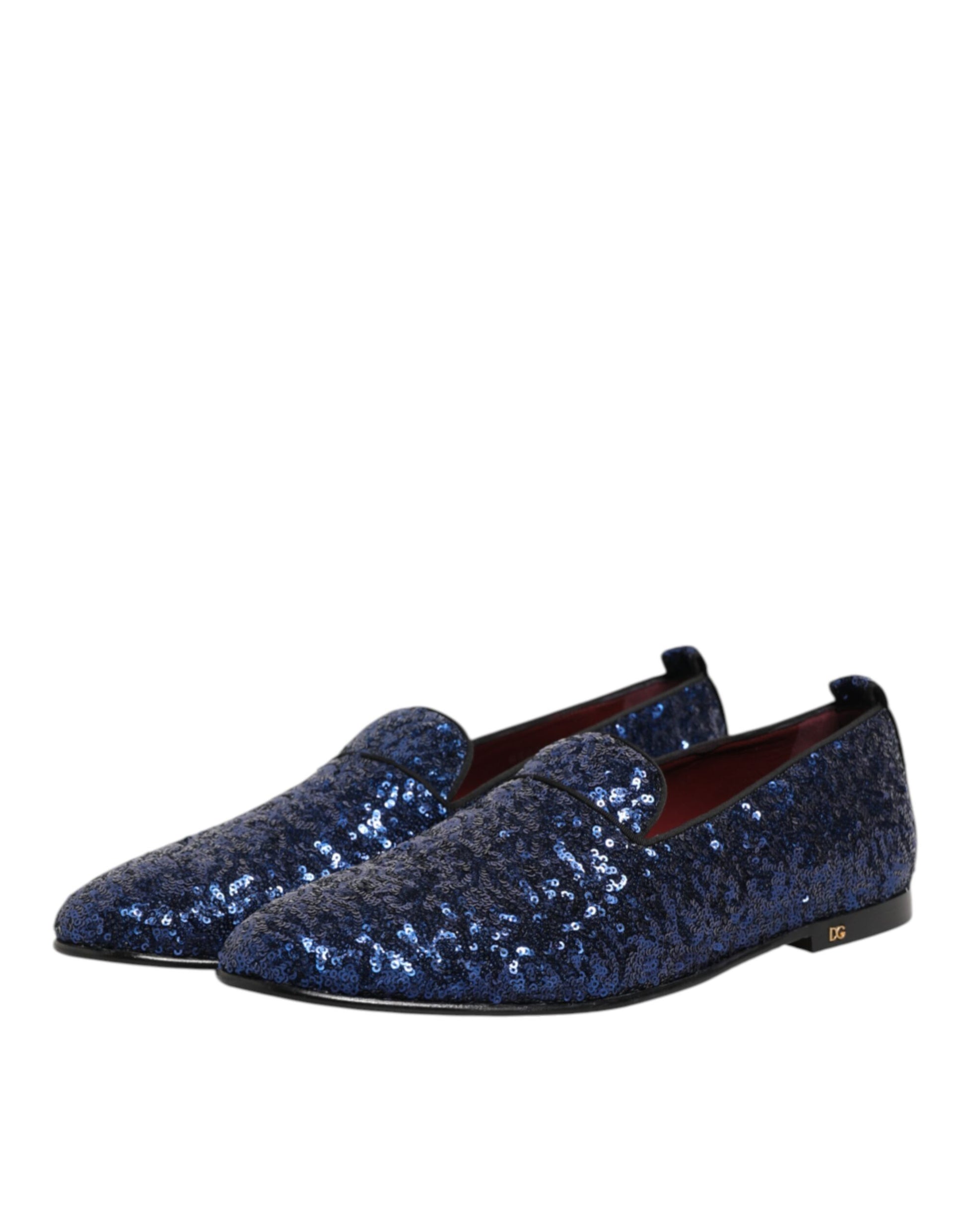 Dolce & Gabbana Blue Sequined Loafers for Men