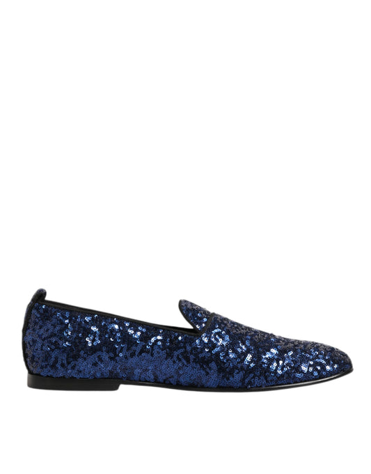 Dolce & Gabbana Blue Sequined Loafers for Men