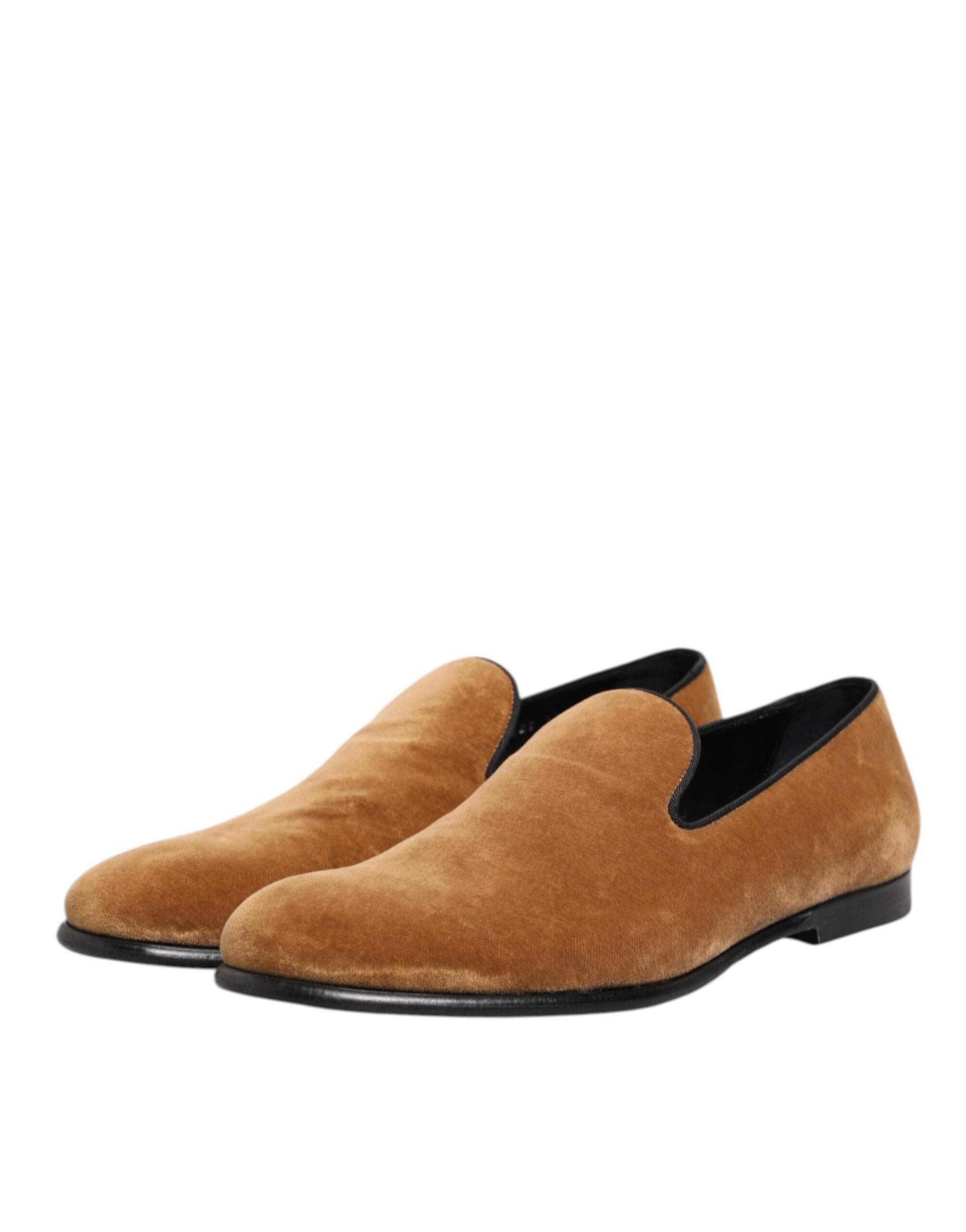 Dolce & Gabbana Brown Suede Slip-On Men Loafers Formal Shoes