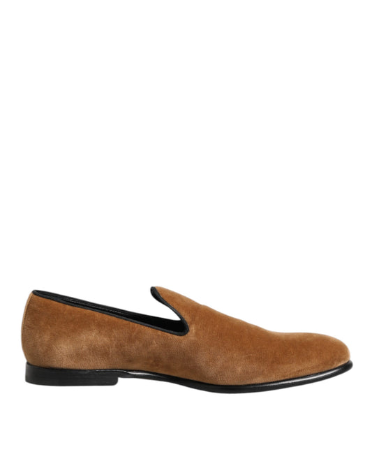Dolce & Gabbana Brown Suede Slip On Men Loafers