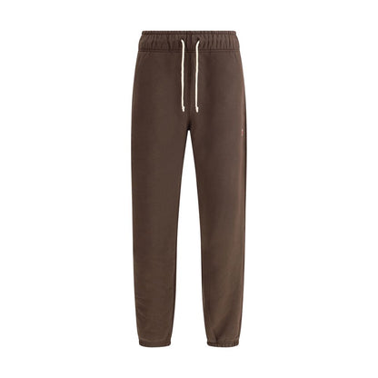 New Balance Brown Elastic-Waistband Logo-Patch Track Pants
