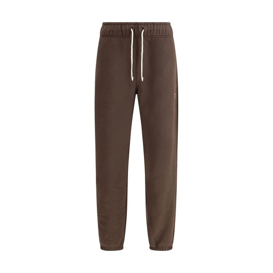 New Balance Brown Elastic-Waistband Logo-Patch Track Pants