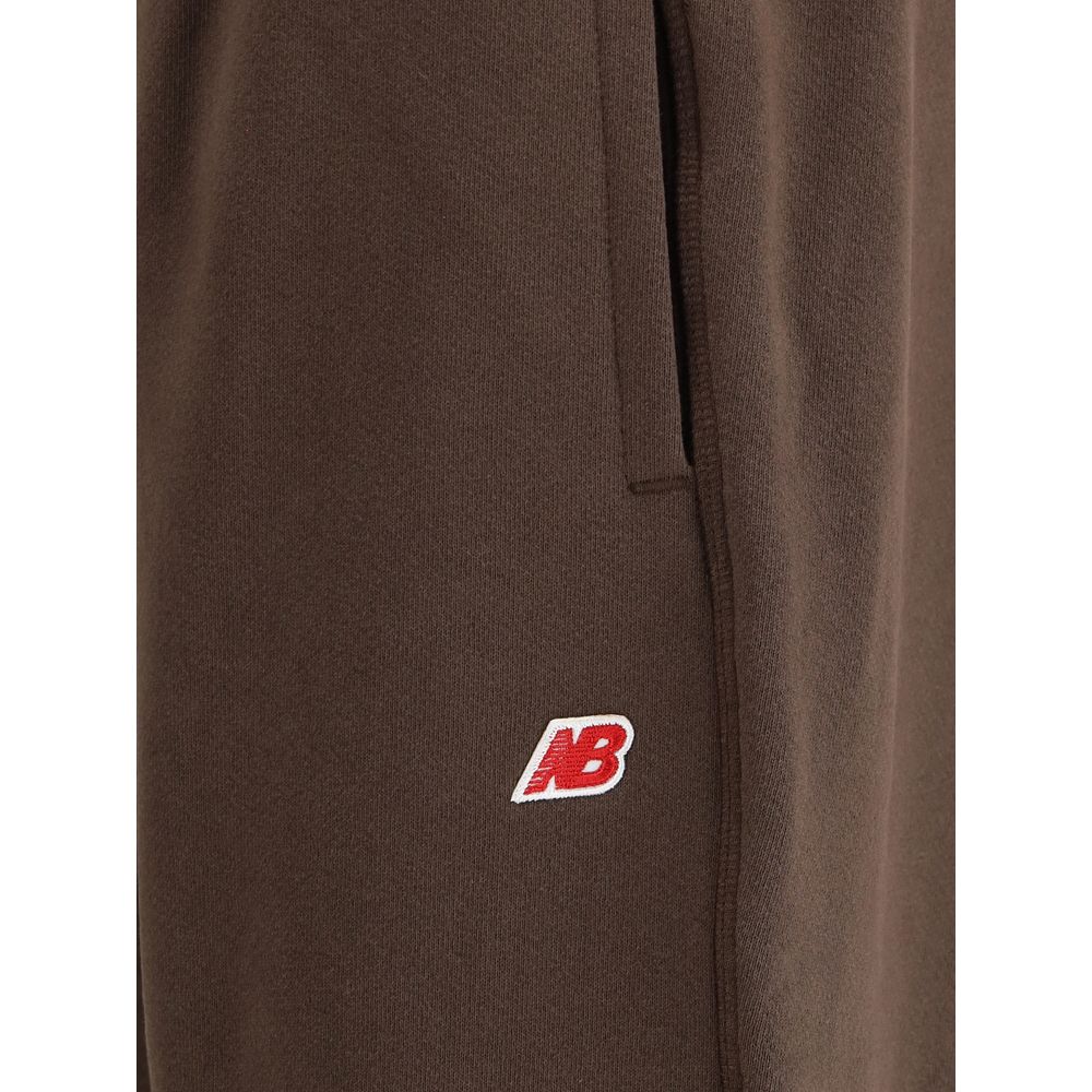 New Balance Brown Elastic-Waistband Logo-Patch Track Pants