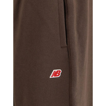 New Balance Brown Elastic-Waistband Logo-Patch Track Pants